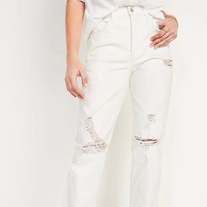 White old navy high rise straight leg mom jeans
